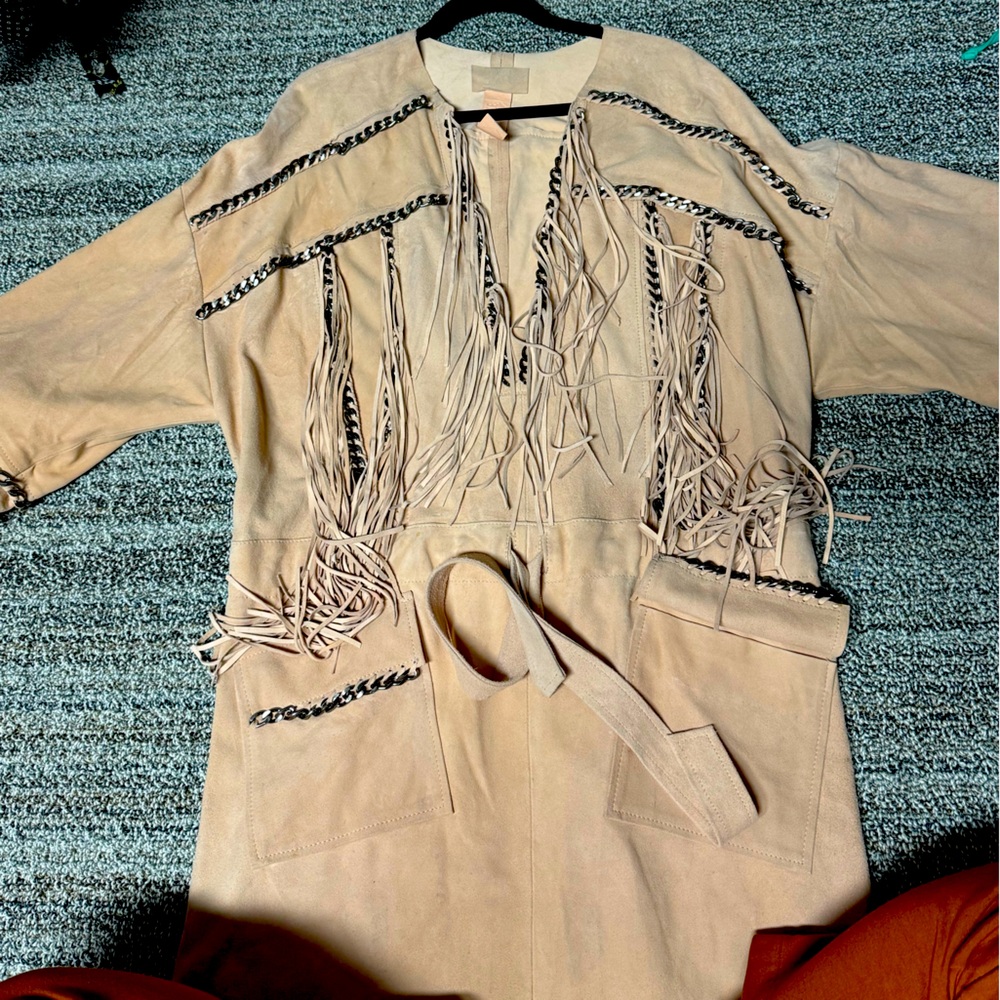 Animale chamois fringe dress with label 42